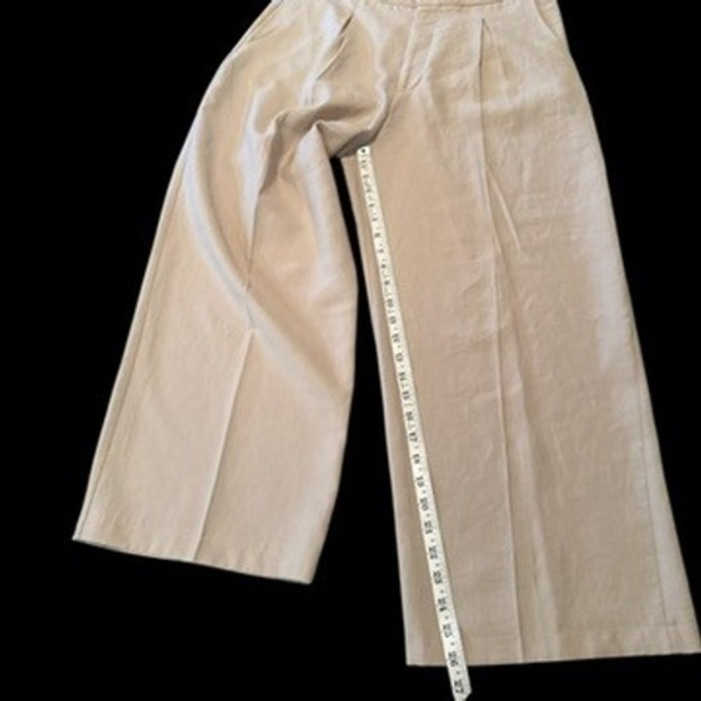 The Primark Edit Beige Lyocell Blend Wide Leg Pleated Pants 12 Lightweight - Picture 8 of 9
